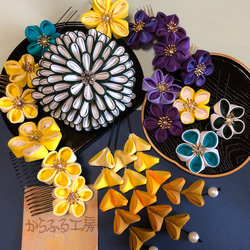 つまみ細工髪飾り　再販受付 ☆再販受付中☆つまみ細工髪飾り(成人式、卒業式、七五三、着物