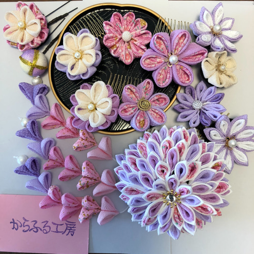 つまみ細工帯留め　再販受付　七五三　成人式　卒業式　結婚式パール ☆再販受付中☆つまみ細工髪飾り(成人式、七五三、結婚式、卒業