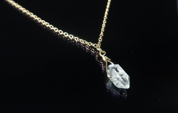 K14GF NY産ハーキマーダイヤモンド simpleネックレス 3枚目の画像