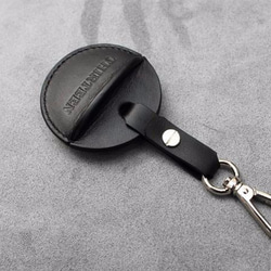KAKU手工皮件 gogoro鑰匙皮套 活動鉤環款式 全黑色 第2張的照片