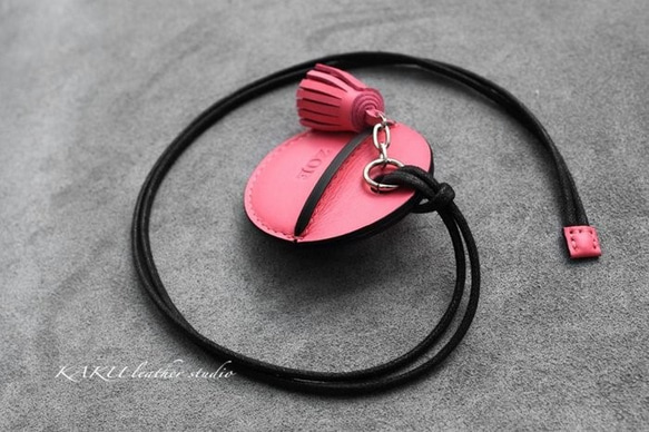 KAKU皮革設計 gogoro鑰匙皮套 小流蘇吊飾款 粉紅色 第6張的照片