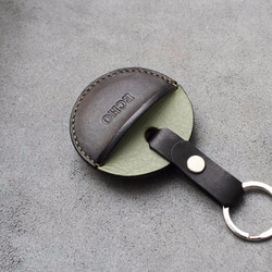 KAKU手工皮件 gogoro鑰匙皮套 鑰匙圈款 綠+黑 第2張的照片