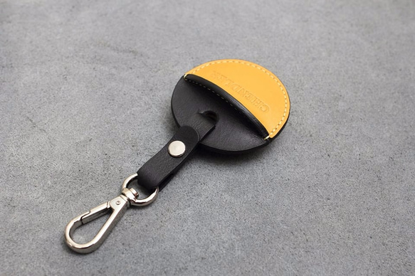 KAKU手工皮件 gogoro鑰匙皮套 黑+黃 第2張的照片