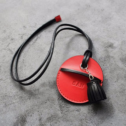KAKU手工皮件 gogoro鑰匙皮套訂製 小流蘇吊飾款 紅色 第1張的照片