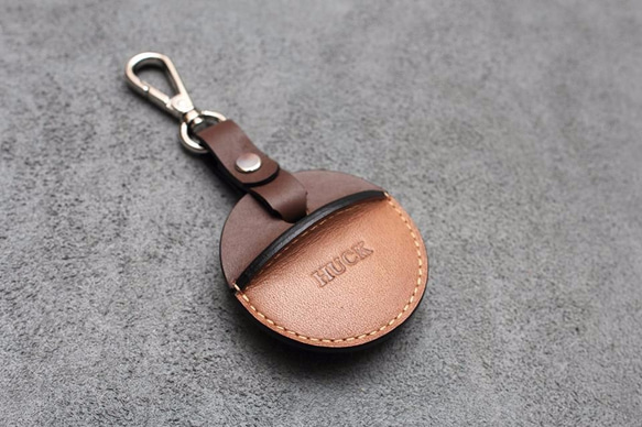KAKU手工皮件 gogoro鑰匙皮套 深咖啡+淺棕色 第2張的照片
