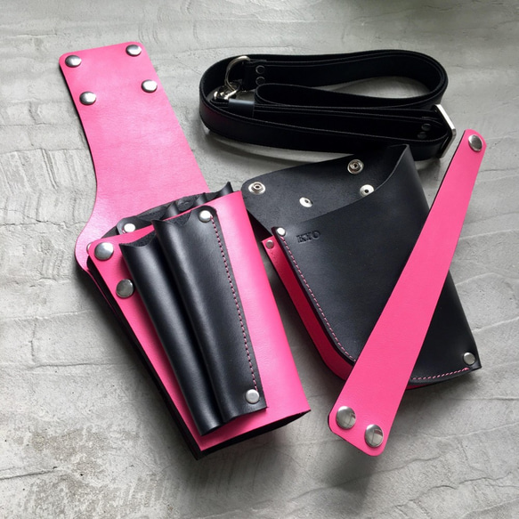 KAKU皮革設計 剪刀包 客製化訂製 粉紅色 第5張的照片