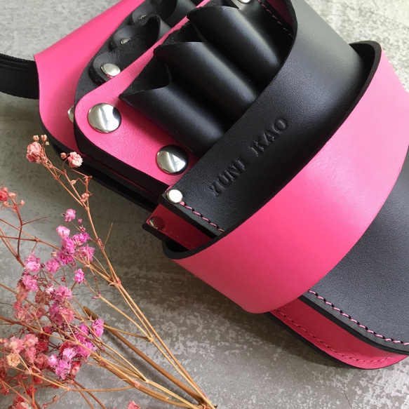 KAKU皮革設計 剪刀包 客製化訂製 粉紅色 7支容量 第3張的照片