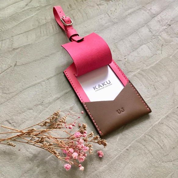KAKU皮革設計 行李吊牌 行李箱掛牌 粉紅色 第1張的照片