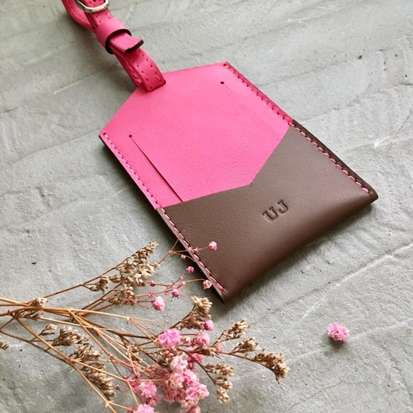 KAKU皮革設計 行李吊牌 行李箱掛牌 粉紅色 第3張的照片