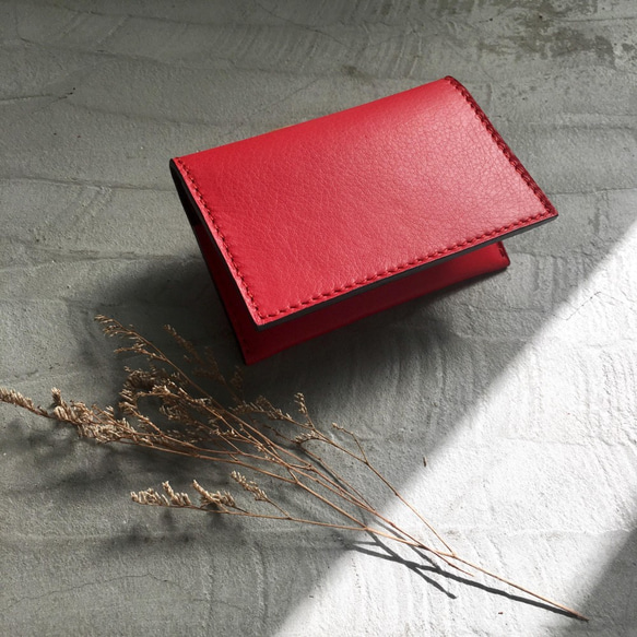 KAKU皮革設計 名片夾 客製 紅+黑 第1張的照片