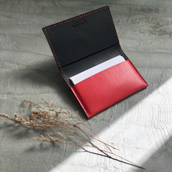 KAKU皮革設計 名片夾 客製 紅+黑 第2張的照片