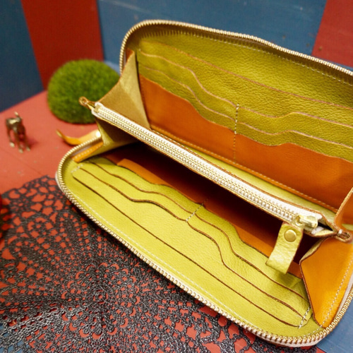 ☆オールレザー☆コンビカラー☆ラウンドファスナー☆本革☆長