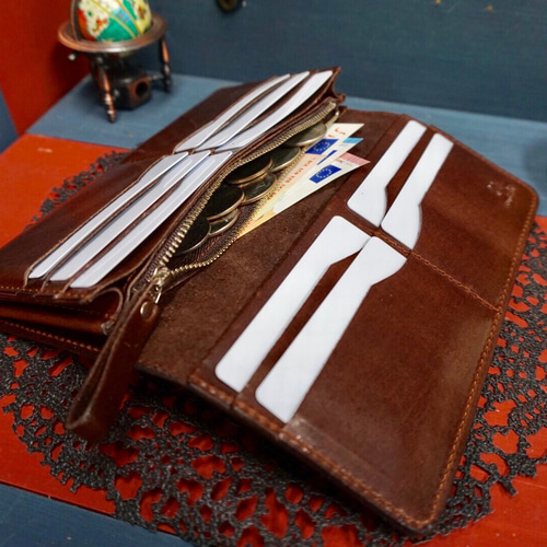 馬革☆キャメル☆メンズ☆長財布☆二つ折り☆ホースレザー☆本革