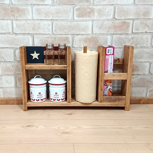 星条旗柄の万能キッチンラック　ペーパーホルダー付き　W50×H30cm　RRA-56/S-HI