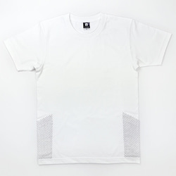 数量限定ハンドメイド2019 《送料無料》サイドポケット〜Sサイズ　Tシャツ　ホワイトxドット 1枚目の画像
