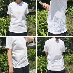 数量限定ハンドメイド2019 《送料無料》サイドポケット〜Sサイズ　Tシャツ　ホワイトxドット 5枚目の画像