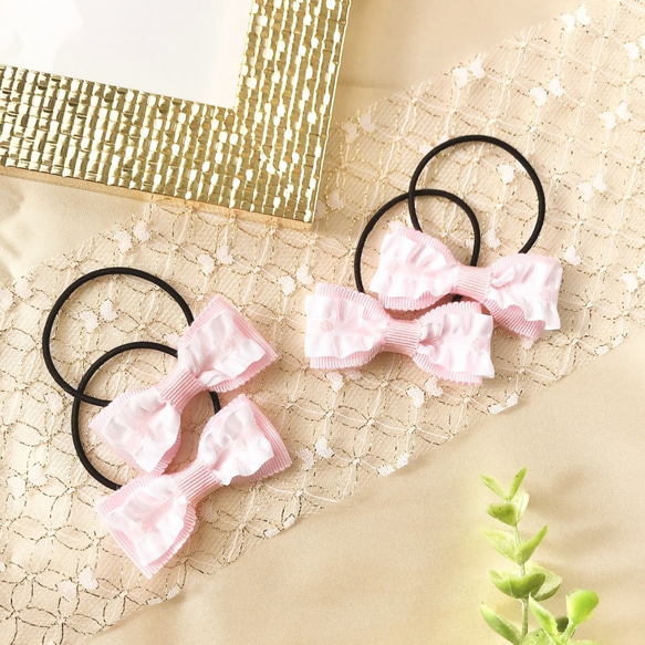 フリルがかわいい♡女の子らしい上品なリボンヘアゴム  