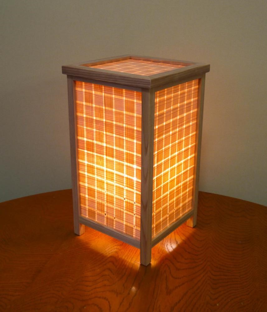 和風照明・インテリア照明　MB-812　 銘木行灯 Mサイズ　杉ツキ板（網代市松）