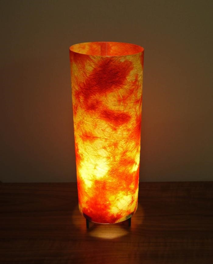 和風照明・インテリア照明　MAS-633　丸行灯（筒型）　Ｓサイズ　 阿波和紙使用　　 手漉き楮和紙　もみ染紙（橙色）