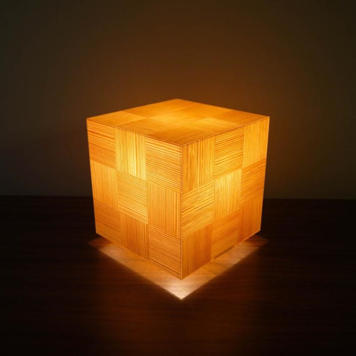 和風照明・インテリア照明 AKA-022 アクリキューブ行灯 銘木ツキ