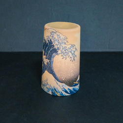 和風照明　CAS-7206　 和紙キャンドルＬＥＤ　「神奈川沖浪裏」葛飾北斎 （キャンドルホルダー） 1枚目の画像