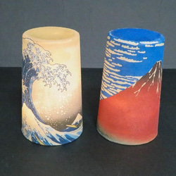 和風照明　CAS-7206　 和紙キャンドルＬＥＤ　「神奈川沖浪裏」葛飾北斎 （キャンドルホルダー） 3枚目の画像