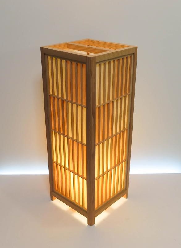 和風照明・インテリア照明　ADKM-722 手作り組子行灯　特大サイズ　 国産桧／国産杉　突板市松デザイン