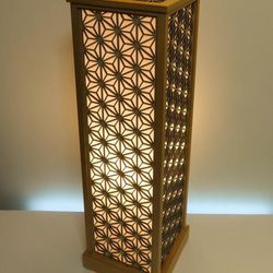 和風照明・インテリア照明　LAD-1861　レーザー行灯「趣」 ＬＬサイズ　麻の葉組子模様 楮和紙貼り　ＬＥＤ電球 2枚目の画像