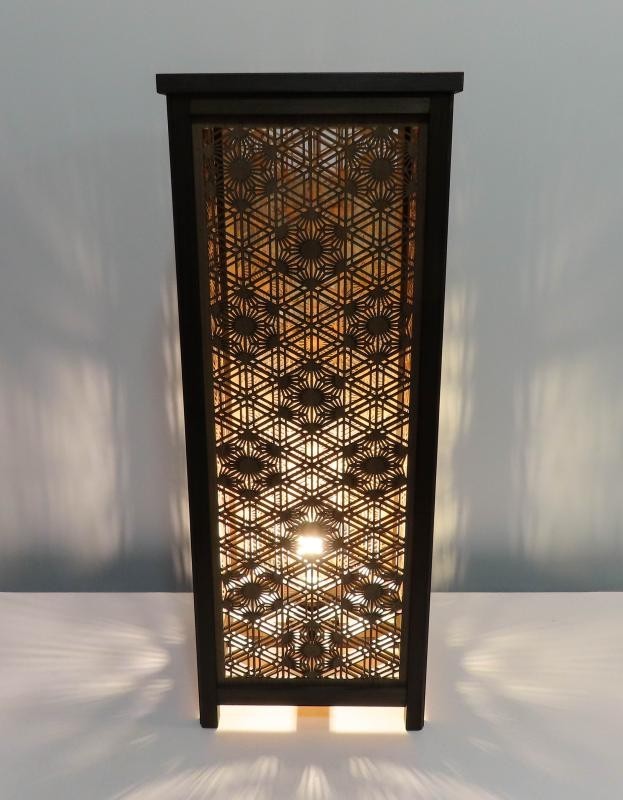 和風照明・インテリア照明　LAD-1872　レーザー行灯「趣」Ｌサイズ　 八重麻と胡麻幹（ゴマガラ）　LED電球付き