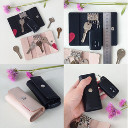 《特集掲載》【イニシャル刻印サービス】結婚祝・記念日に! 赤ハート4連ペアキーケース【黒・生成り】※袋ラッピング無料 13枚目の画像