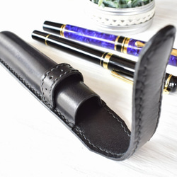 革の手縫いドーム型 ペンケース【3色カラー選択】名入れ可 絞りペンケース・一本挿し ※袋ラッピング無料 13枚目の画像