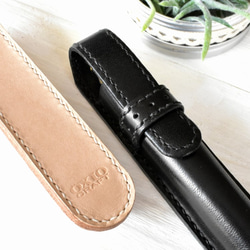 革の手縫いドーム型 ペンケース【3色カラー選択】名入れ可 絞りペンケース・一本挿し ※袋ラッピング無料 16枚目の画像