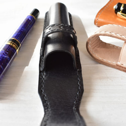 革の手縫いドーム型 ペンケース【3色カラー選択】名入れ可 絞りペンケース・一本挿し ※袋ラッピング無料 15枚目の画像