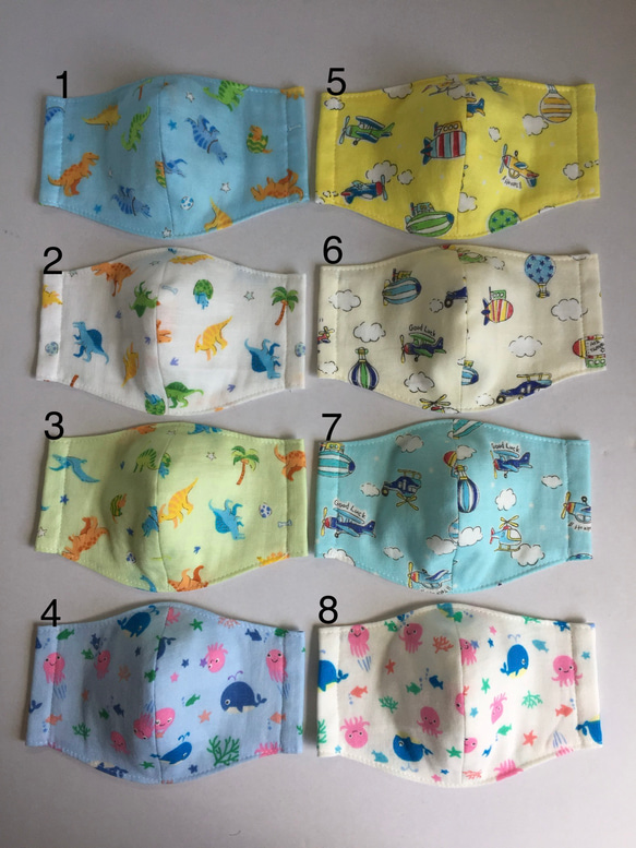 全52柄☆好きな柄 2枚で1000円子供用 立体マスク☆園児〜小学低学年頃(受注制作)マスクゴムあり 4枚目の画像