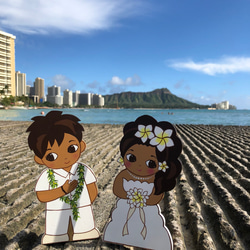 結婚 お祝いにも♡ 可愛い ハワイアン インテリア 【フェアリーちゃん、ウッディーくん ウェディング】【ハワイ】 1枚目の画像