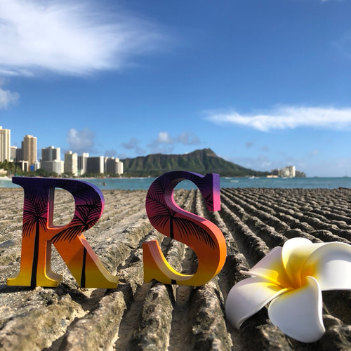 イニシャルオブジェ【3文字】【木製土台無し】【ハワイ サンセット