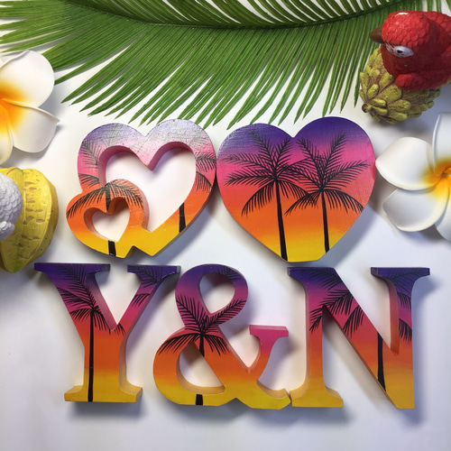 イニシャルオブジェ【5文字】【木製土台無し】【ハワイ