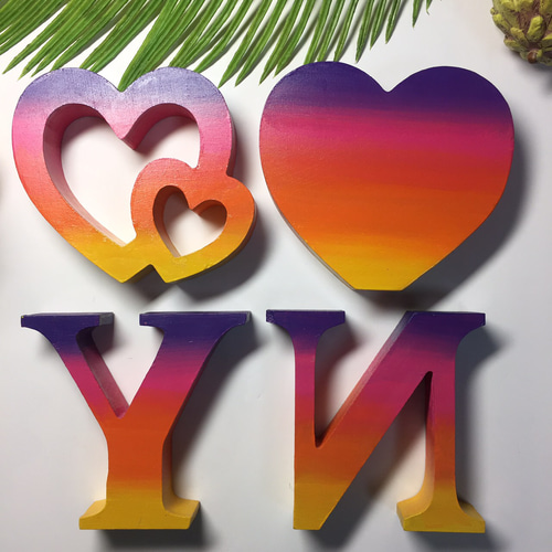 イニシャルオブジェ【5文字】【木製土台無し】【ハワイ