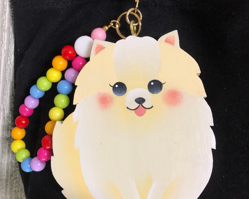 専用　ハンドメイド　刺繍　ポメラニアン　ストラップ　バッグキーホルダー　うちの子 0_f21bd978f32be704d1818fa5a5e3