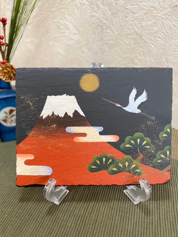 【新作】お正月インテリア【赤富士】【スレートプレート】【富士山】【和】【和風】 3枚目の画像