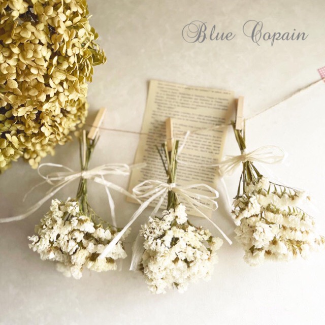 ミルキーウェイのホワイトドライフラワーガーランド ガーランド Blue  