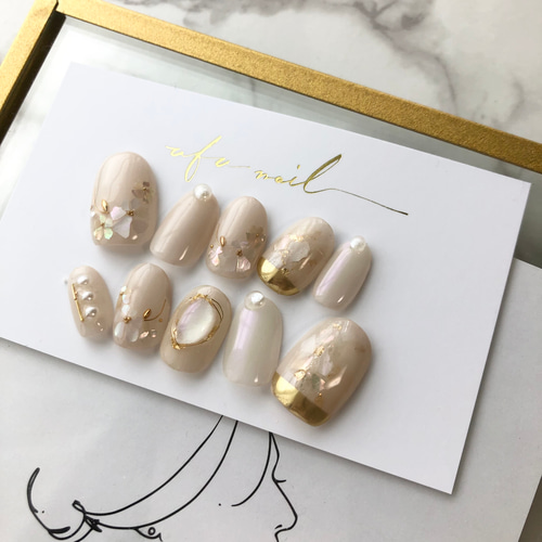 ネイルチップ ワンホン フラワー パール ネイルチップ ワンホン フラワー パール