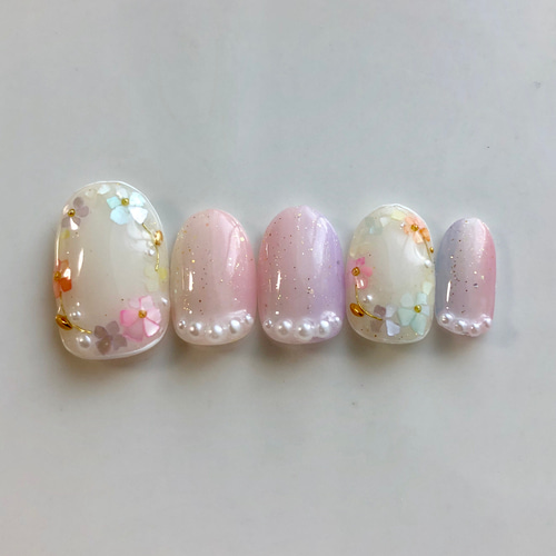 レインボーシェルフラワーのリースネイル♡ブライダル
