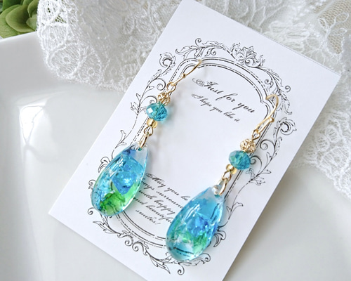 skygray　11点　佐竹・琉球ガラス　レジン　ピアス ハンドメイド 琉球ガラス 群青 スカイブルー 四角 レジン ピアス