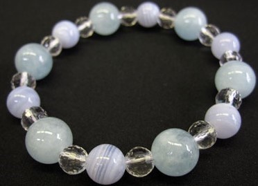 パートナーを見つけるブレスレット（アクアマリン＆ブルーレースアゲート）