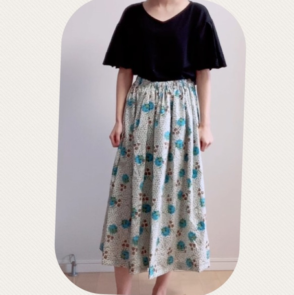 リバティのギャザースカート【ジュニパー】 4枚目の画像