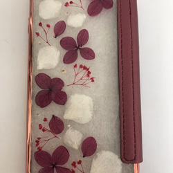 紫陽花とかすみ草の押し花手帳ケース 4枚目の画像