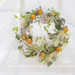 「黄バラのリース」自然素材リースTO008 2枚目の画像