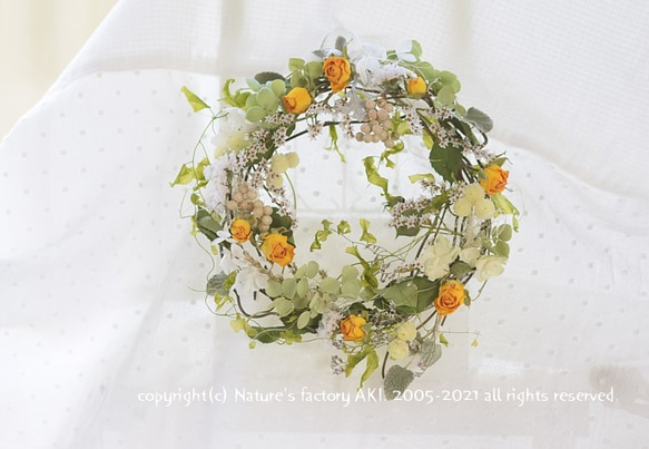 「黄バラのリース」自然素材リースTO008 2枚目の画像