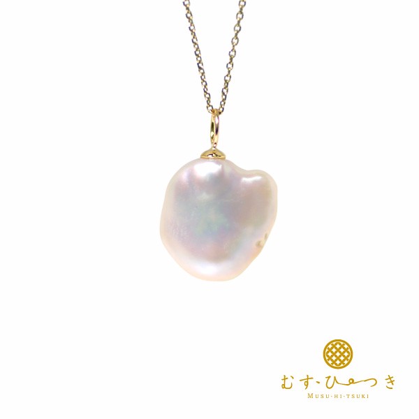 花びら淡水パール ネックレストップ K18（小）